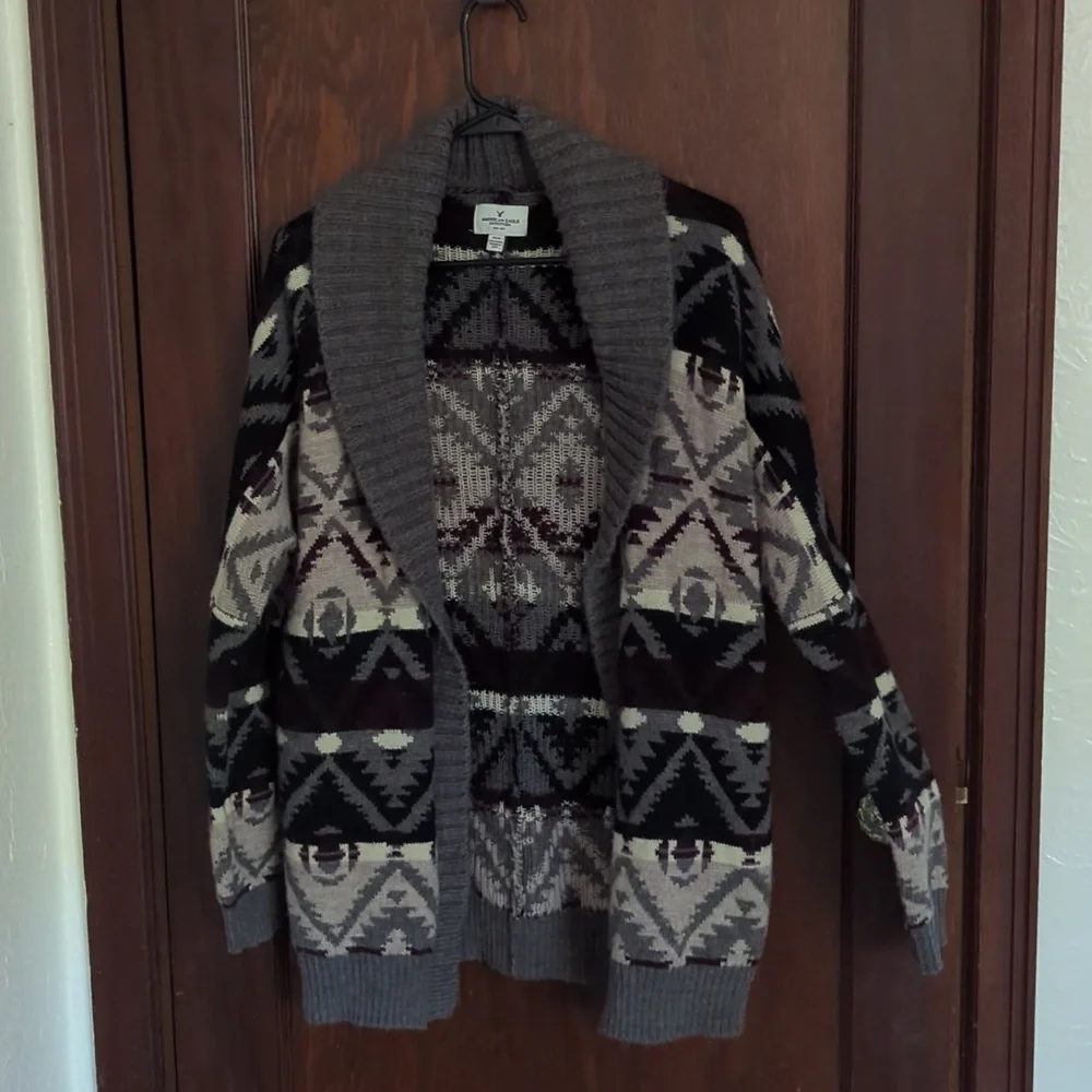 American Eagle Outfitters Warm Aztec Tribal Wool Blend Open Cardigan Size Med